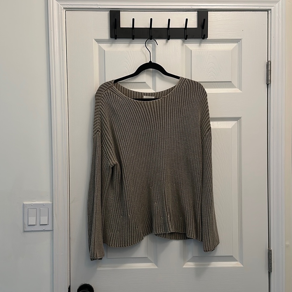 aritzia WILFRED Marloes Sage Ribbed Cotton Sweater